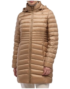 Длинный женский пуховик с съемным капюшоном, бежевый Geox