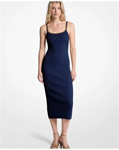 Миди-платье на бретелях из вязаного в рубчик материала, темно-синий Michael michael kors