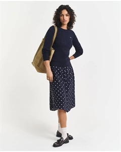 Женский трикотажный свитер с косичкой и круглым вырезом, темно-синий Gant