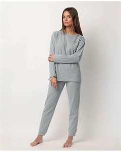 Женская пижама с длинными штанинами из вязаного трикотажа, синий Admas