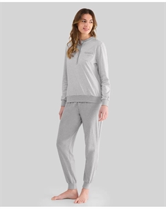 Длинная женская пижама с принтом, серый Lohe