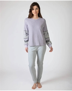 Женская длинная пижама из жаккардовой ткани, сиреневый Massana