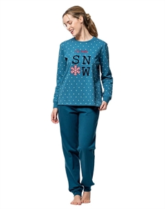 Женская пижама из фланелевой ткани с принтом, синий Señoretta