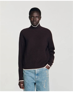 Женский свитер с высоким воротником, коричневый Sandro