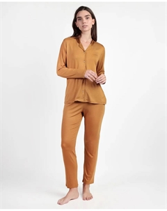 Женская длинная открытая пижама из модального трикотажа, коричневый Admas