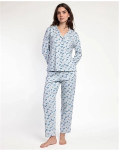 Женская длинная пижама с открытой вязкой из хлопка серого цвета Admas