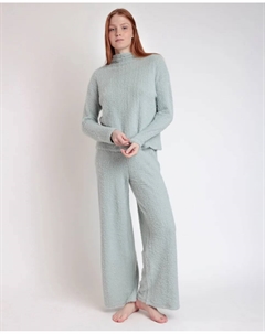 Женская длинная пижама из трикотажа с эффектом меха, бирюзовый Admas