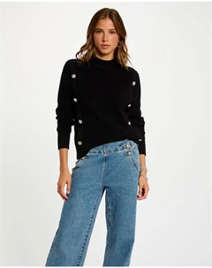 Женский короткий свитер с высоким воротником, черный Morgan