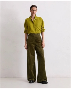 Женские широкие брюки из вельвета из 100% органического хлопка, зеленый Marc o'polo