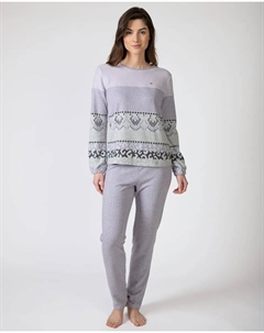 Женская длинная пижама из жаккардовой ткани, сиреневый Massana