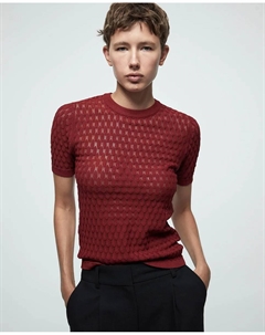 Ажурный джемпер, темно-красный Сфера