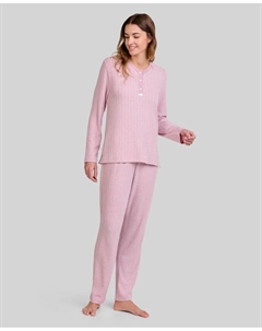 Длинная однотонная женская пижама, пастельно-розовый Lohe