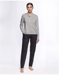 Женская пижама из бамбука и хлопка, длинная, серый Punto blanco