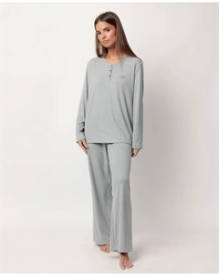 Длинная женская пижама из синего вязаного канта, синий Admas