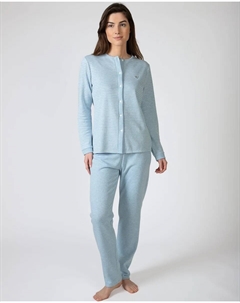 Женская длинная пижама из жаккардовой ткани, небесно-голубой Massana