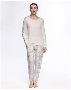 Женская пижама из эластичного модала, длинная, светло-бежевый Punto blanco