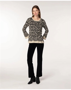 Женский свитер с жаккардовым узором, кружевной мотив, расклешенные рукава, черный Naulover