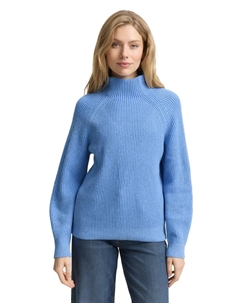 Женский вязаный свитер с длинными рукавами и косичным узором, светло-голубой Tom tailor