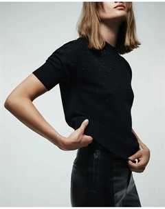 Джемпер с стразами, черный Сфера