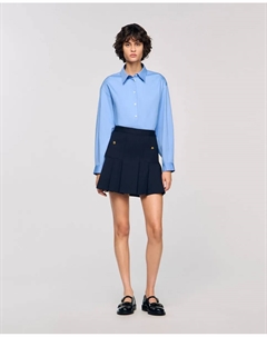 Короткая плиссированная юбка в полоску, темно-синий Sandro