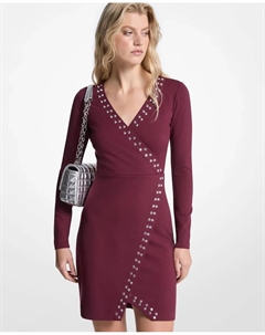 Короткое платье с длинными рукавами и заклепками, сливовый Michael michael kors
