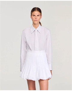 Женская рубашка в полоску с галстуком, красный Sandro