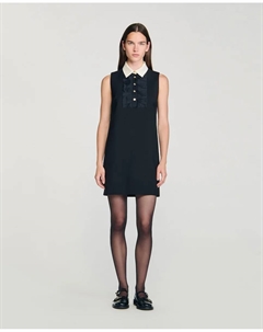 Короткое платье с контрастным воротником, черный/белый Sandro