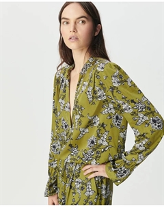 Женская блузка свободного кроя с цветочным принтом, зеленый Ikks