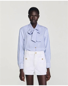 Женская рубашка с полосатым галстуком, мультиколор Sandro