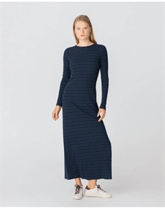 Длинное платье с длинными рукавами в полоску, темно-синий Noon
