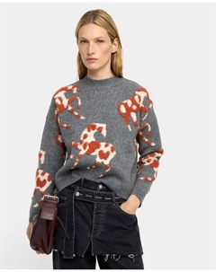 Женский длинный свитер с круглым вырезом и вышивкой животных, серый Parfois