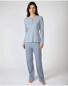Женская длинная пижама из прорезиненной ткани, светло-голубой Massana