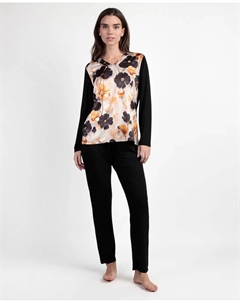 Длинная женская пижама из сатиновой ткани золотого цвета Admas