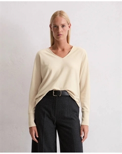 Женский оверсайз джемпер из тонкой мягкой пряжи из смеси новой шерсти и вискозы, бежевый Marc o'polo