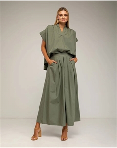 Женские брюки-палаццо с карманами, оливковый зеленый Tantra