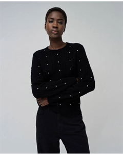 Женский свитер с блестящими аппликациями, черный Salsa jeans