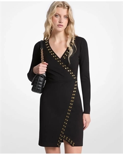 Короткое платье с длинными рукавами и заклепками, черный Michael michael kors