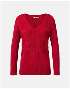 Женский свитер с длинным рукавом однотонный, красный Zermatt