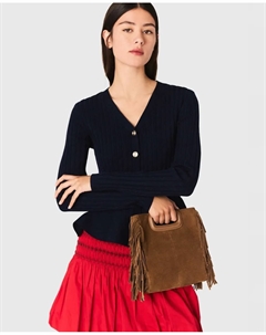 Женский кардиган с баской на талии, темно-синий Maje