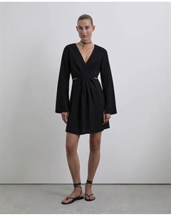 Мини-платье с длинными рукавами и перекрестным декольте, черный Scalpers