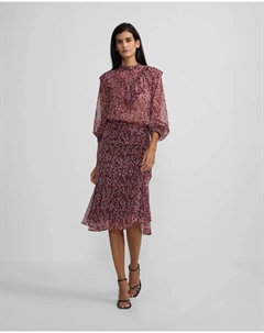 Женская блузка с оборками, бордовый принт в стиле «анимал» Silbon