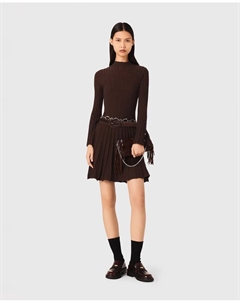 Короткое платье на диско с высоким воротником, темно-коричневый Maje