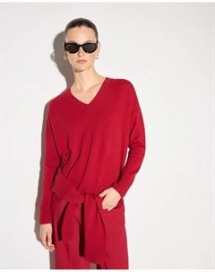 Женский свитер из кашемировой шерсти с V-образным вырезом, бордовый Woman el corte inglés