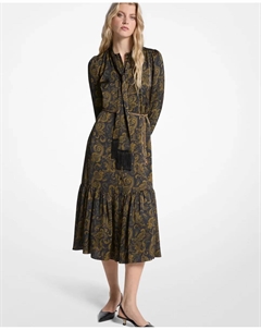 Атласное миди-платье с принтом, черный/зеленый Michael michael kors