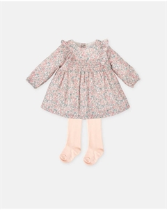Набор для малыша: платье с розовыми цветами и колготки Tutto piccolo