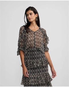 Женская блузка с оборками и черным принтом Silbon