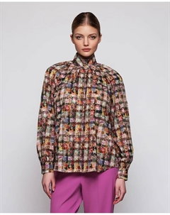 Женская хлопковая рубашка с цветочным узором, мультиколор Mirto