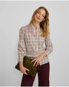 Женская рубашка в складку в бордово-синюю клетку Silbon