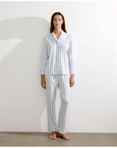 Женская полосатая пижама с рубашкой, светло-голубой Enfasis