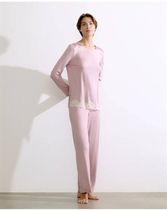 Женская пижама с деталями на плечах, розовый Enfasis